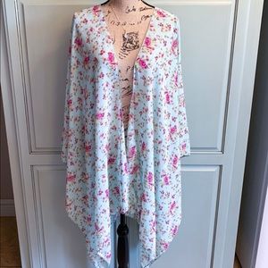 Teal and Pink Floral Kimono